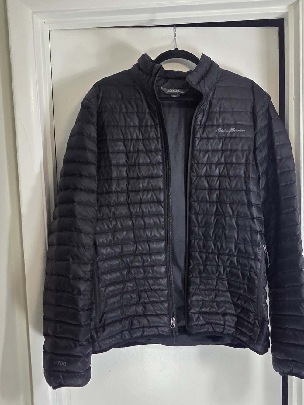 Eddie Bauer Black EB700 Goose Down Puffer Coat Jacket Black Men’s Sz M Full Zip